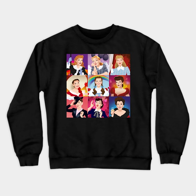 Faces of Judy Crewneck Sweatshirt by AlejandroMogolloArt